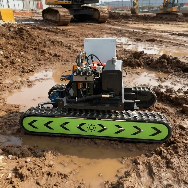 【Popular】 Electric Remote-Controlled Tracked Chassis Construction Use 1T Load Capacity 0-2km/h Speed Reduced Ground Rolling Dama