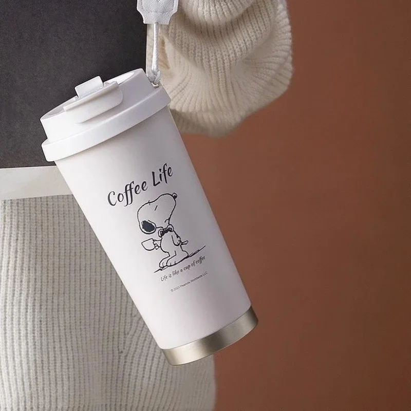 Peanuts Snoopy Cartoon Stainless Steel Large Capacity Portable Double Drinking Mouth Insulated Cup Good-looking Birthday Gift