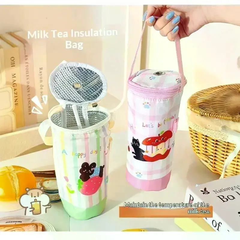 Portable Milk Tea Tote Bag Heat Preservation Bag Eco-friendly Handbag Carrying Insulated Cup Cover Tumbler Cup Accessories