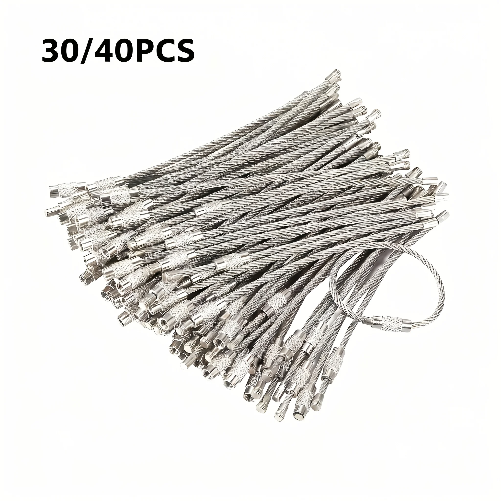 

40pcs6-inch stainless steel wire key chain-heavy and durable luggage standard screw lock key chain, heavy key chain, outd