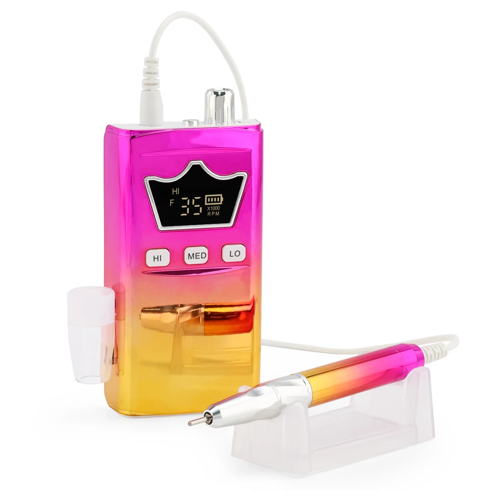 35K RPM, HI MID LO Speed, Fully Adjustable, Super Smooth Brushless, Stainless Steel Nail Drill