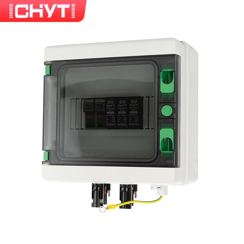 CHYT 1-in-1-out 1000V Simple Outdoor Waterproof 1 String IP65 PV Solar Surge Lightning Protection DC Fuse Combiner Box