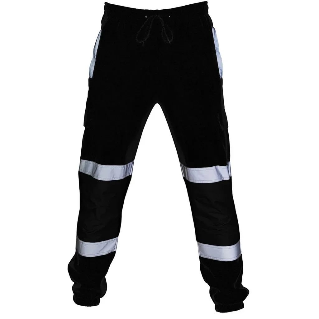 

2023 Men's Pants reflective fleece casual trousers Pants stripe sanitation uniform High Visibility Work Safety Trousers Bottoms