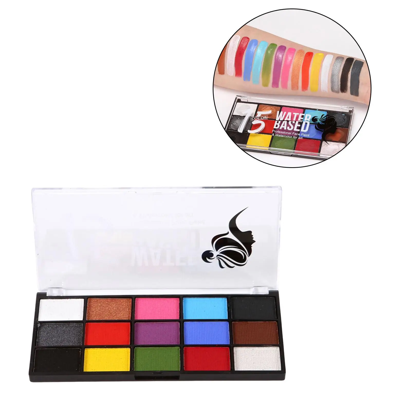 مجموعة ألوان زاهية للوجه مكونة من 15 لونًا، لوحة طلاء الجسم، مكياج مائي للأطفال، فن الهالوين التنكرية #5