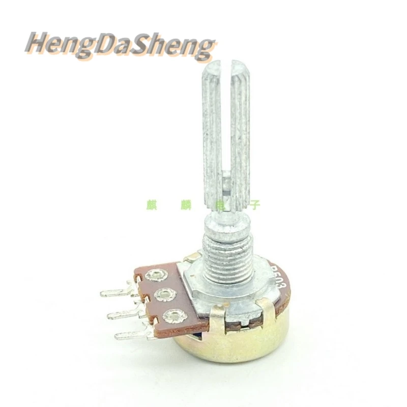 5Pcs/Lot 16 Type B50K 3-pin Single Potentiometer Power Amplifier Speaker Volume Control Adjustable Resistor B503 Handle 30mm