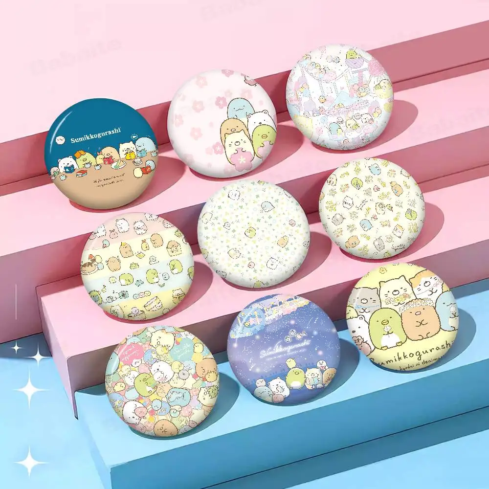 Cartoon Pink Sumikko Gurashi 32/44/58MM Customizable Button Pins Cute Funny Creative Badge Jewelry Decor Gifts for Friends