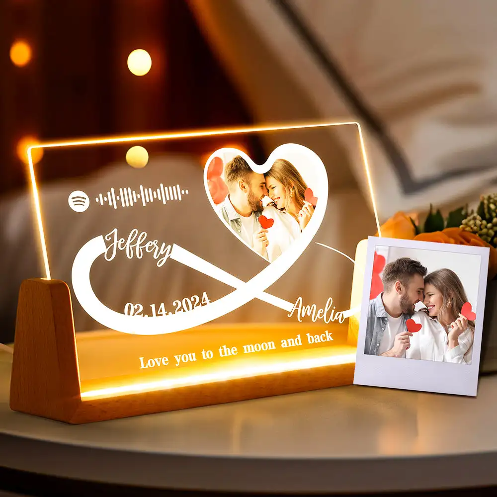 Song Plaque, Christmas Gift, Anniversary Gifts for Him Personalized, Photo Night Light, Custom Music Plaque with Photos Music