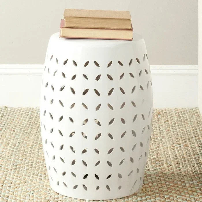 Ceramic drum stool foyer shoe changing stool, home decoration ornament neoclassical Chinese shoe stool round pier crafts