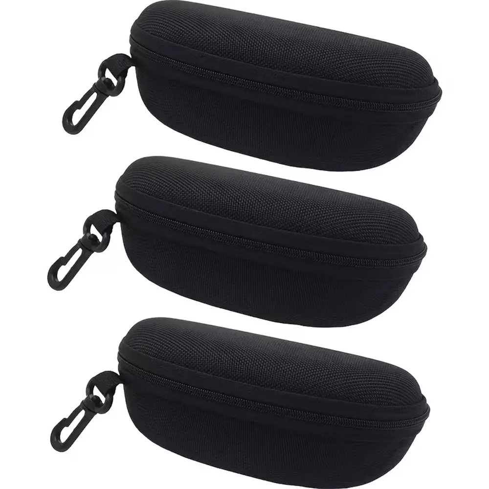 Elegantes Polyester-Brillenetui mit Reißverschluss und Haken, Schwarzes Hartschalen-Brillenetui für Herren und Damen, Stilvolles Aufbewahrungszubehör
