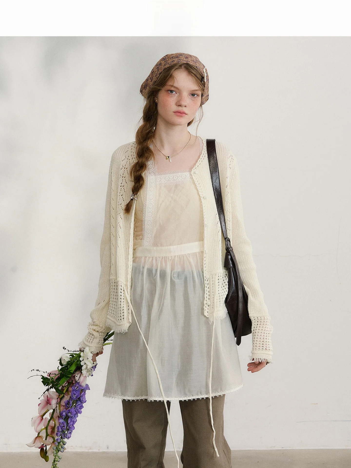 

LOLOL Женский весенний тонкий дышащий вязаный кардиган с вырезами в стиле ретро, свободного кроя, с длинными рукавами, V-образный вырез