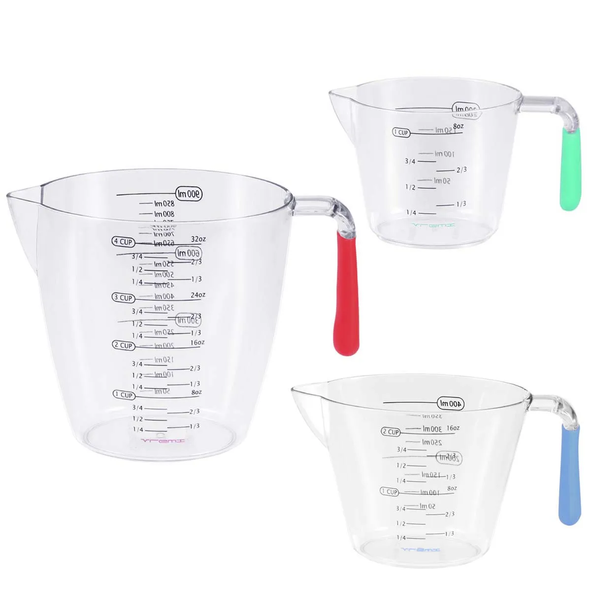 

3Pcs Versatile Baking Measuring Cups Clear Measurement Tool Food Grade Plastic for Rice and Ingredient Cooking