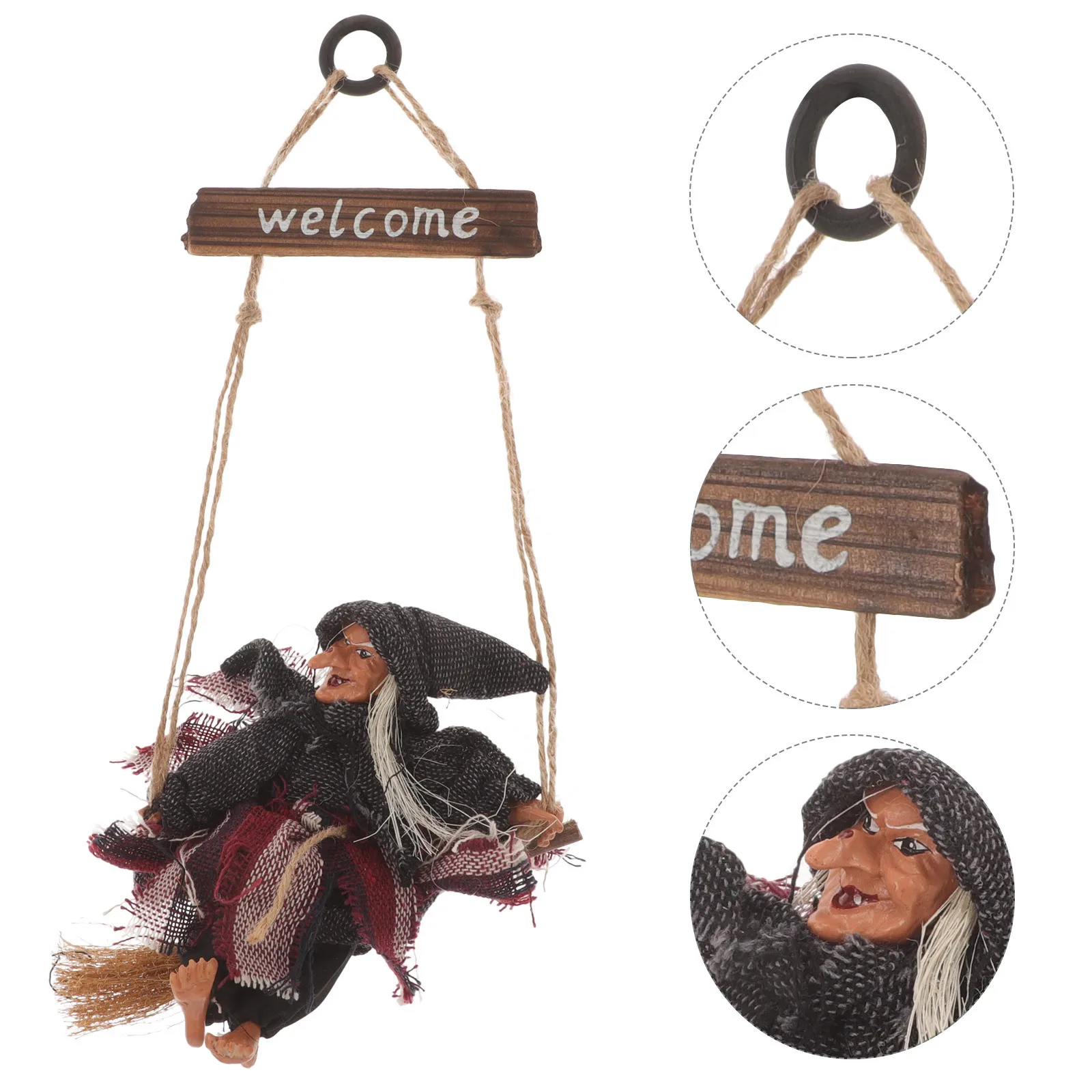 

Glowing Eyes Witch Pendant Unique Design Mysterious Atmosphere Halloween Home Decor Party Scene Accessory Scary Prank Prop