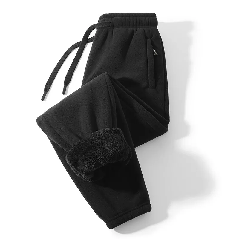 

Fleece and Thickened Lambskin Fleece Pants for Men's Winter, Large-sized Loose Sportswear Pants and Heavyweight Casual Pants