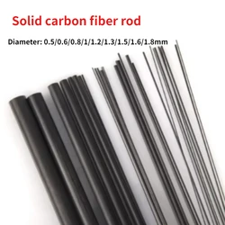10pcs Length 500mm High Quality Carbon Fiber Solid Rods Diameter 0.5mm-1.8mm Cylindrical Carbon Shaft for RC Models or DIY