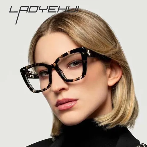 Imagen 1 del producto Gafas Retro de montura gruesa para miopía para mujer, anteojos de lectura antiluz azul, gafas graduadas, Ojo de gato, dioptrías 0 a 600