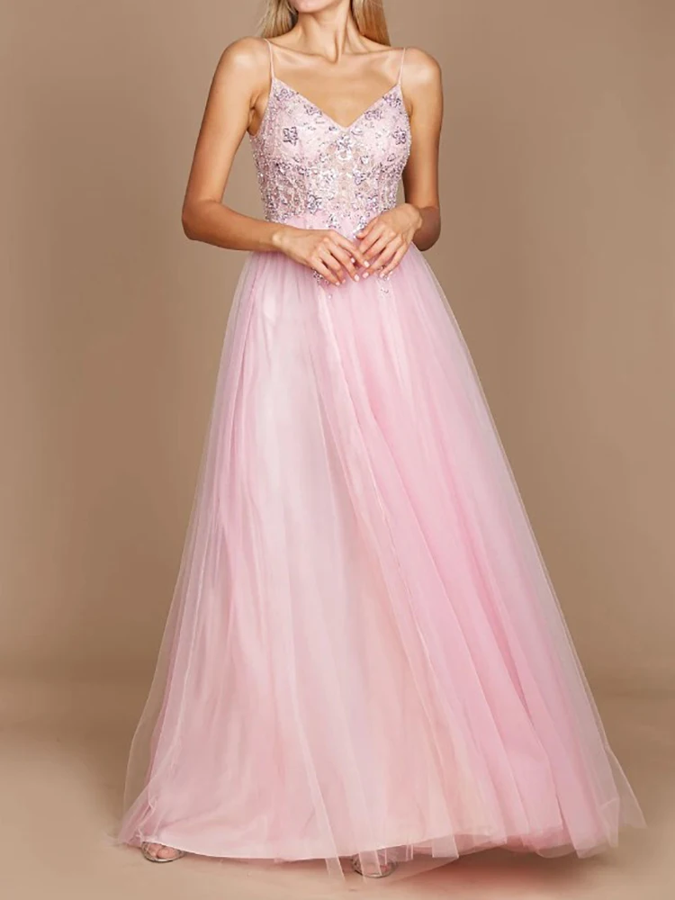 Robe de Bal en Tulle et Dentelle pour Femme, Longueur au Sol, Ligne A, Balayage Traîne, VincFormelle, Soirée, Élégante, Tendance 2023