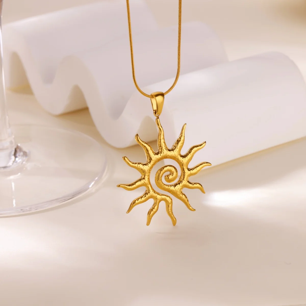 Rvs Geometrische Ketting Voor Vrouwen Mode Zon Zonnebloem Hanger Sleutelbeen Keten Esthetische Sieraden Accessoires Femme