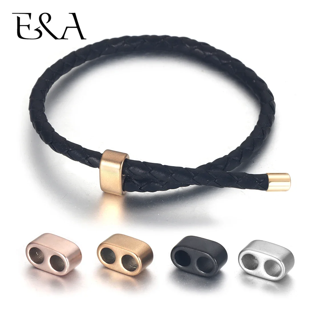 Stainless Steel Gold End Caps Spacer Beads Connector Clasp for Adjustable Bracelet Milan Rope Jewelry Making Findings