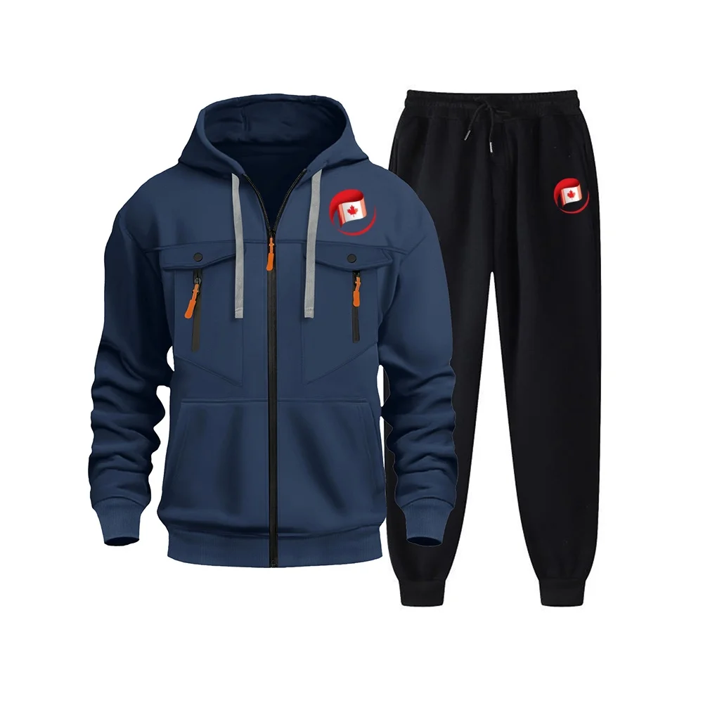 

Simple Fashion Outdoors Men's Tracksuit Sports Daily Jogging Hot Sale Men Comfortable Hooded Sportswear and Sweatpants Man Suits