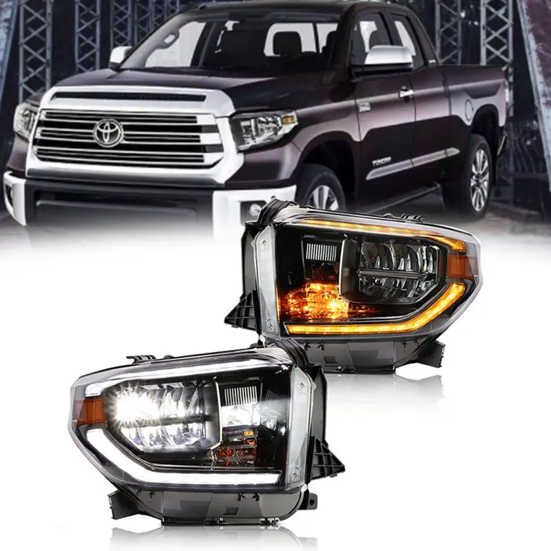 2 Stück Voll-LED-Scheinwerfer für Toyota Tundra 2014-2019 mit dynamischem sequenziellem Blinker, Frontleuchte, Plug-and-Play