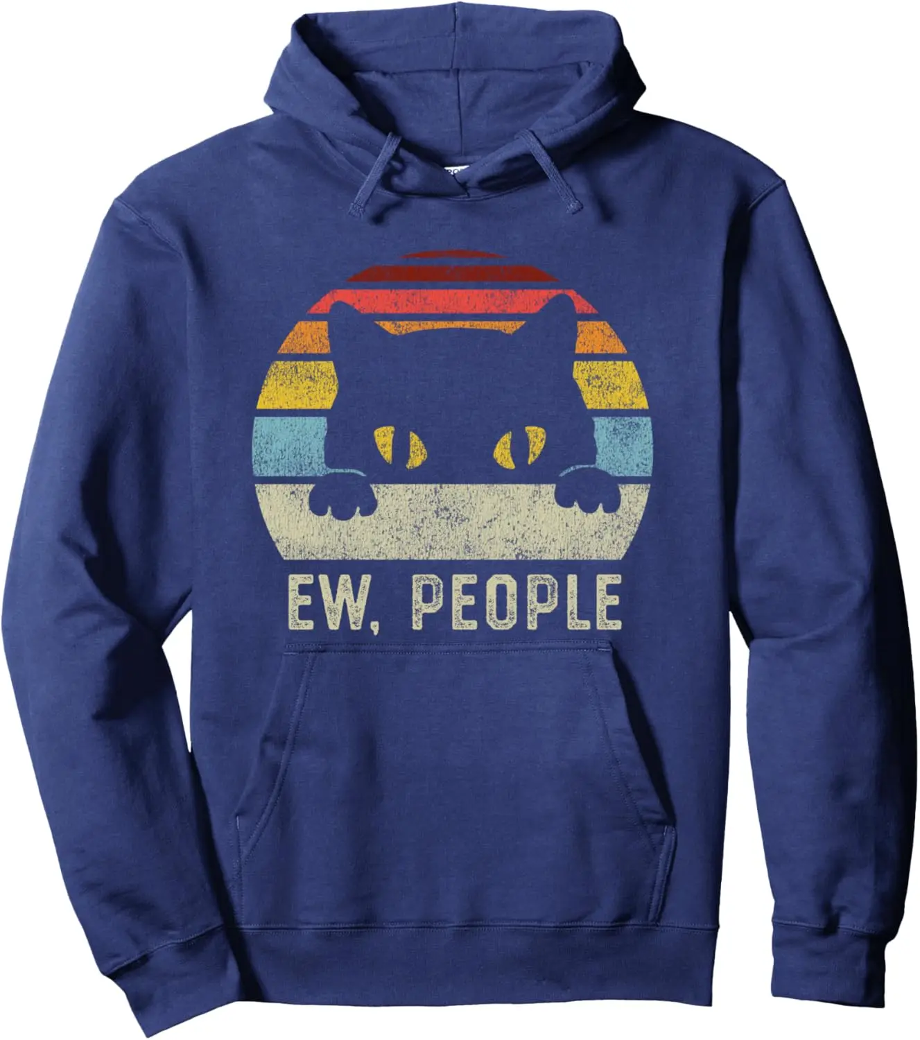 Ew People Retro Cat Funny Vintage Anti Social Introvert Pullover Hoodie Unisex Summer Streetwear Tops Customizable Camiseta