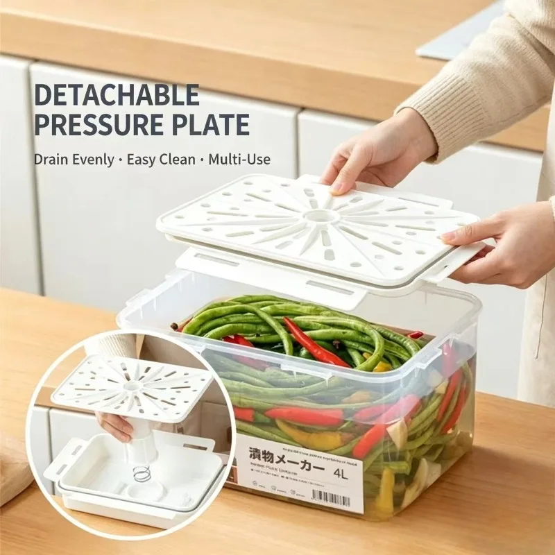 4/5L Large Sealed Pickle Container Pickle Press Saurkraut Maker Press Fermentation Container Pickle Jar For Gherkin Olive Kimchi