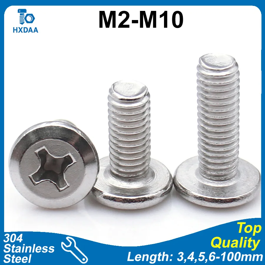 304 Stainless Steel Phillips Flat Head Chamfered Edge Cross Recessed Bevel Screws M2 M2.5 M3 M4 M5 M6 M8 M10