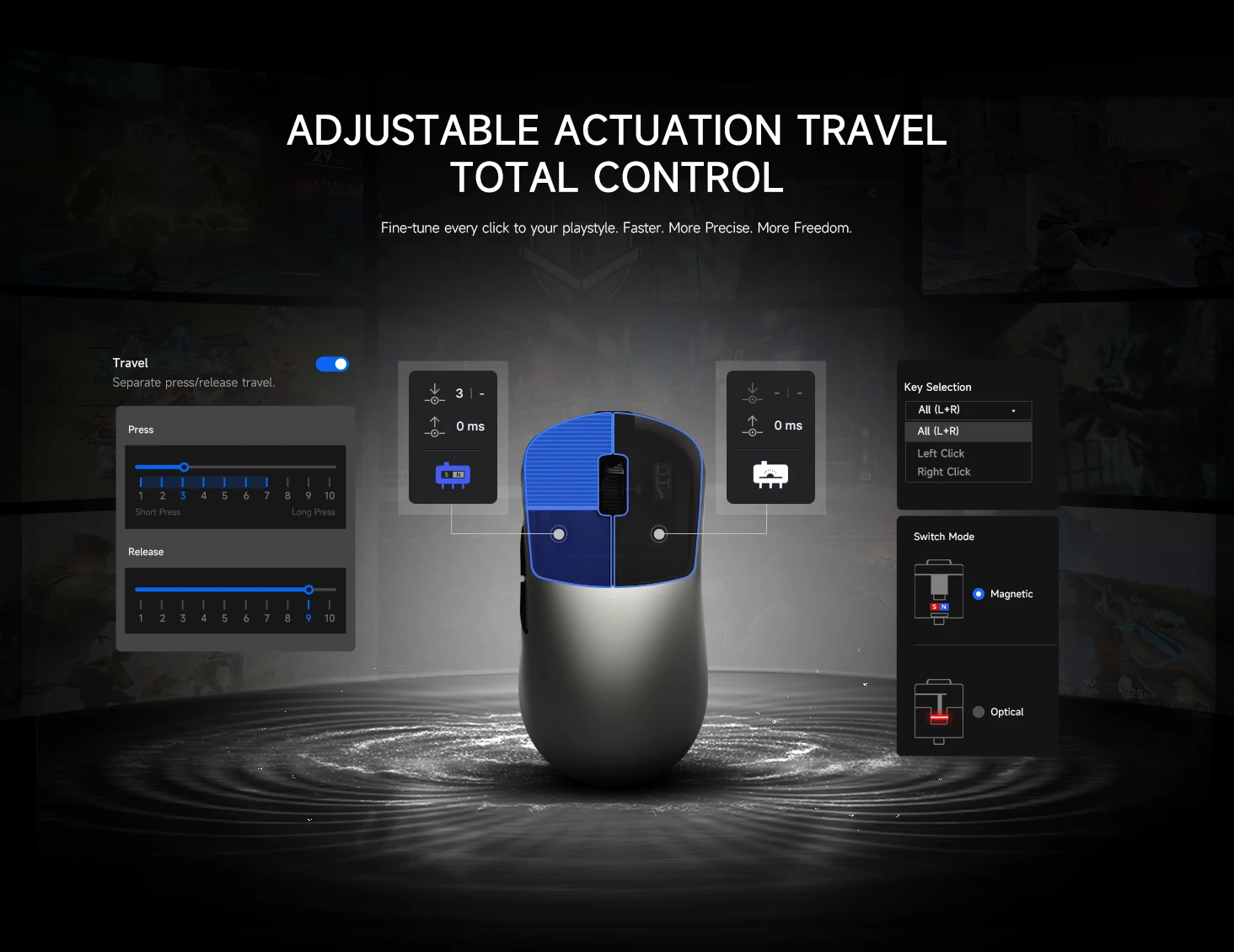 Mysz RAWM Leviathan V4 GT Dual-Mode Wireless Mouse 8000Hz Polling Rate Paw3950 Optical/Magnetic Micro Switch 500mAh Gaming Mice — zdjęcie produktu 5