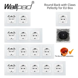 EU Standard German French Russia Wall Socket with 2 USB Wallpad Pure White Glass Frame 16A 220v Electrical Socket For EU Box