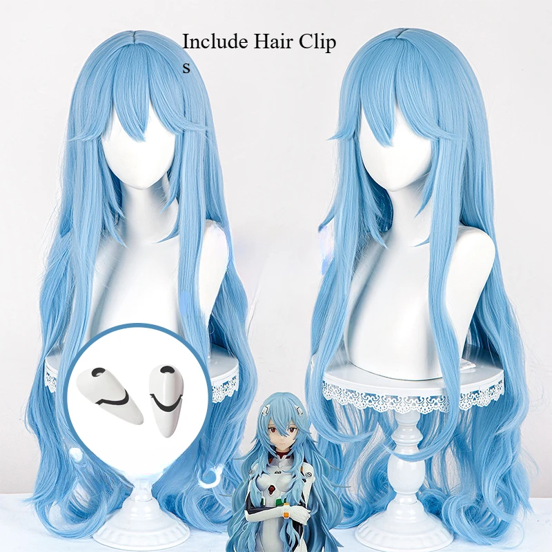 

Ayanami Rei Cosplay 100cm Wig Neon Genesis Evangelion Soft Role Play Hair Accessories Girl Women Hair Clips for Carnival Party