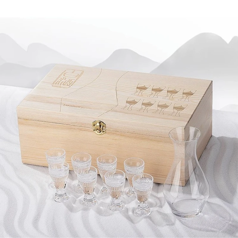 

Baijiu Cup Wine Dispenser Set Spirits One Sip Cup Wooden Gift Box
