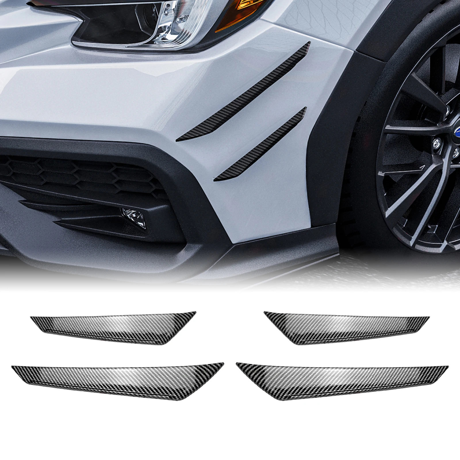 

Front Bumper Side Air Vent Trim For Subaru WRX STI VB 2022-2025 Sedan 4-Door Carbon Fiber Look/Gloss Black Spoiler Cover Canards