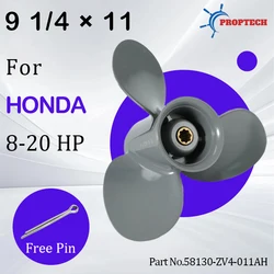 For Honda Outboard Propeller 9-1/4x11 8 9.9 15 20HP 3 Blade 8 Spline Aluminum Alloy Screw 58130-ZV4-011AH Marine Propeller