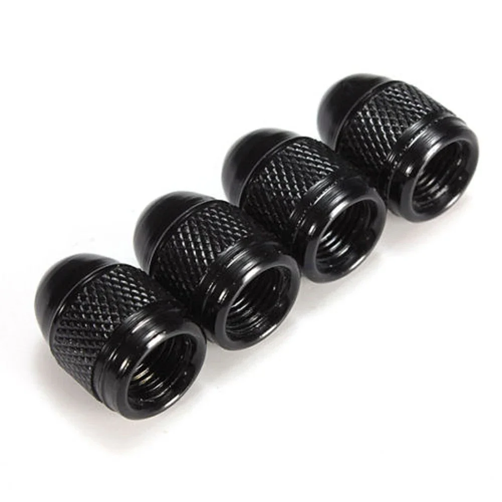 4pcs Car Truck Air Port Cover Tire Rim Valve Wheel Stem Cap Black Aluminum Nipple Bullet Caps Parts Car Exterior Accessories