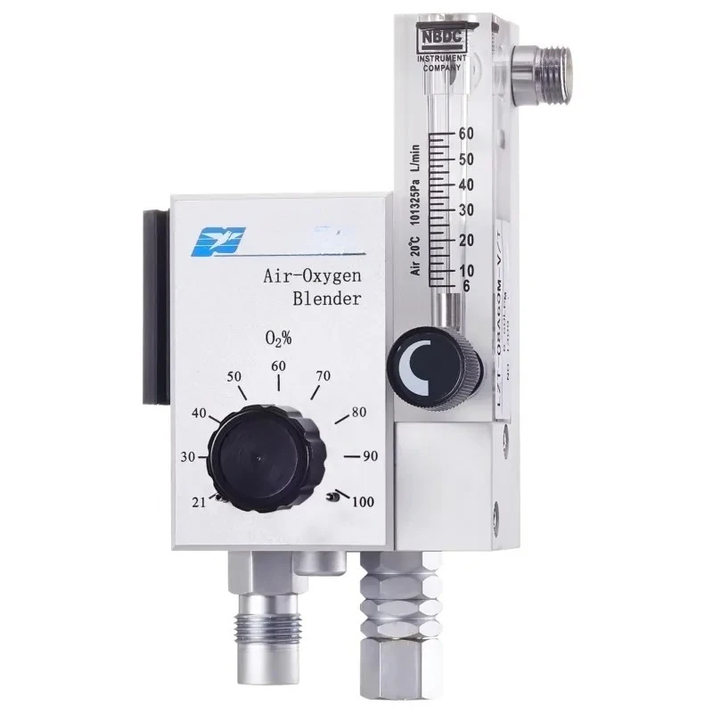 Air O2 FLOW Meter Mixer Blender Float Metal Ball Pigeon AD3000 21%- FiO2 +/-3% Accuracy 1-15LPM