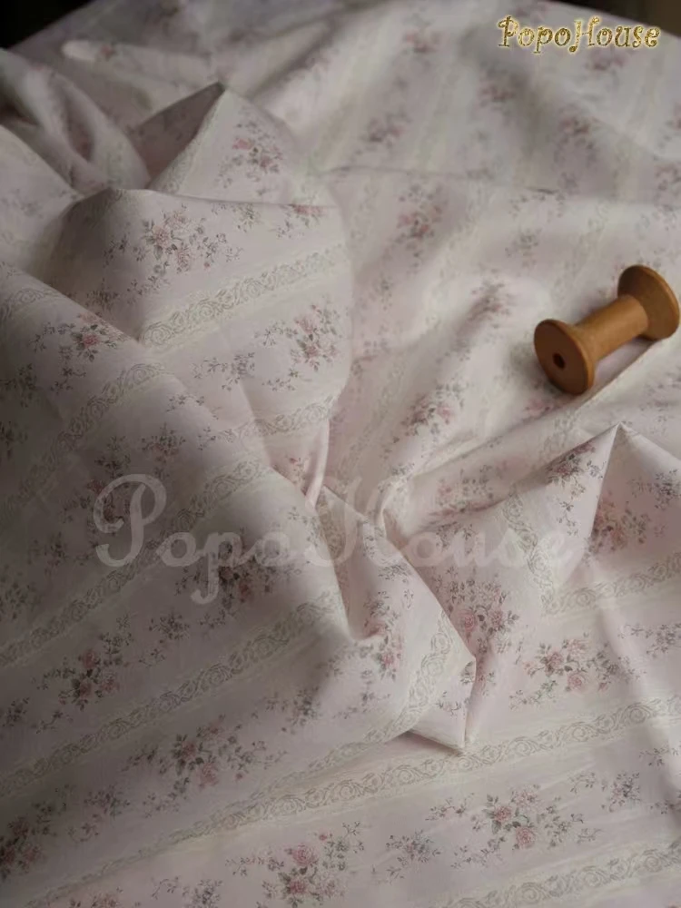 150x50cm Elegant Pink Blue French Rose Wall Small Floral Cotton Fabric for Dresses JK Clothing Sewing Cloth