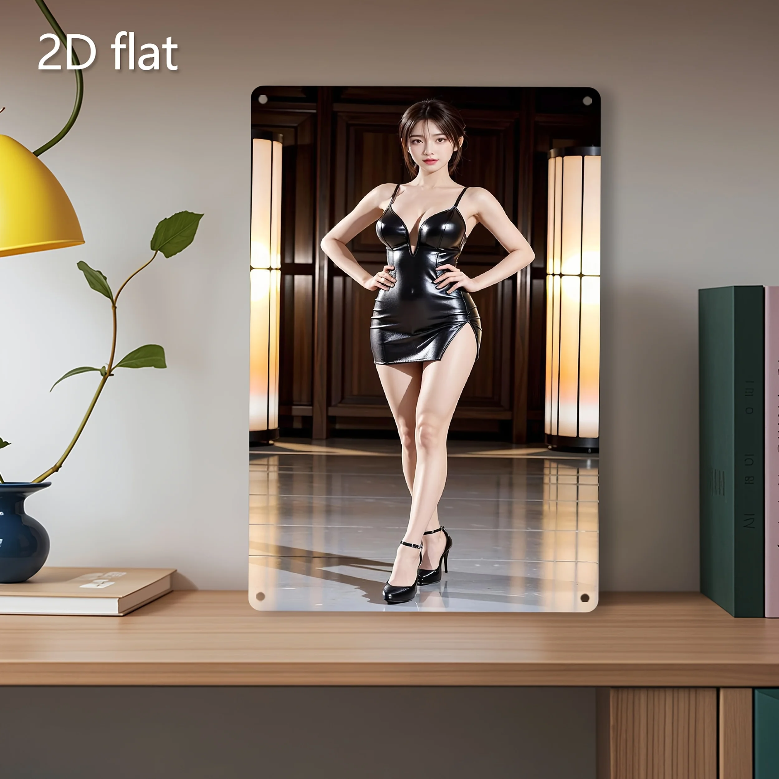 Daub Metal Black Woman Wall Art - 2D Iron Plaque for Modern Home Office Garden Decor