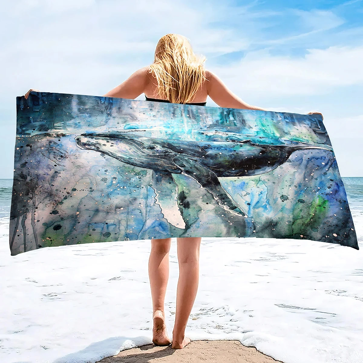 

Undersea Whale Large Beach Towels Animal Theme Child Hand Towel Boy People Man Blanket Quick Drying Water Absorption Girl Towel