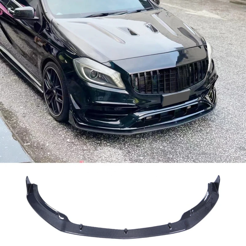 

Popular Promotional Carbon Fiber CLA45 Front Bumper Sp Lip air Canards Body Kit Spoiler for W176 CLA45 16-19