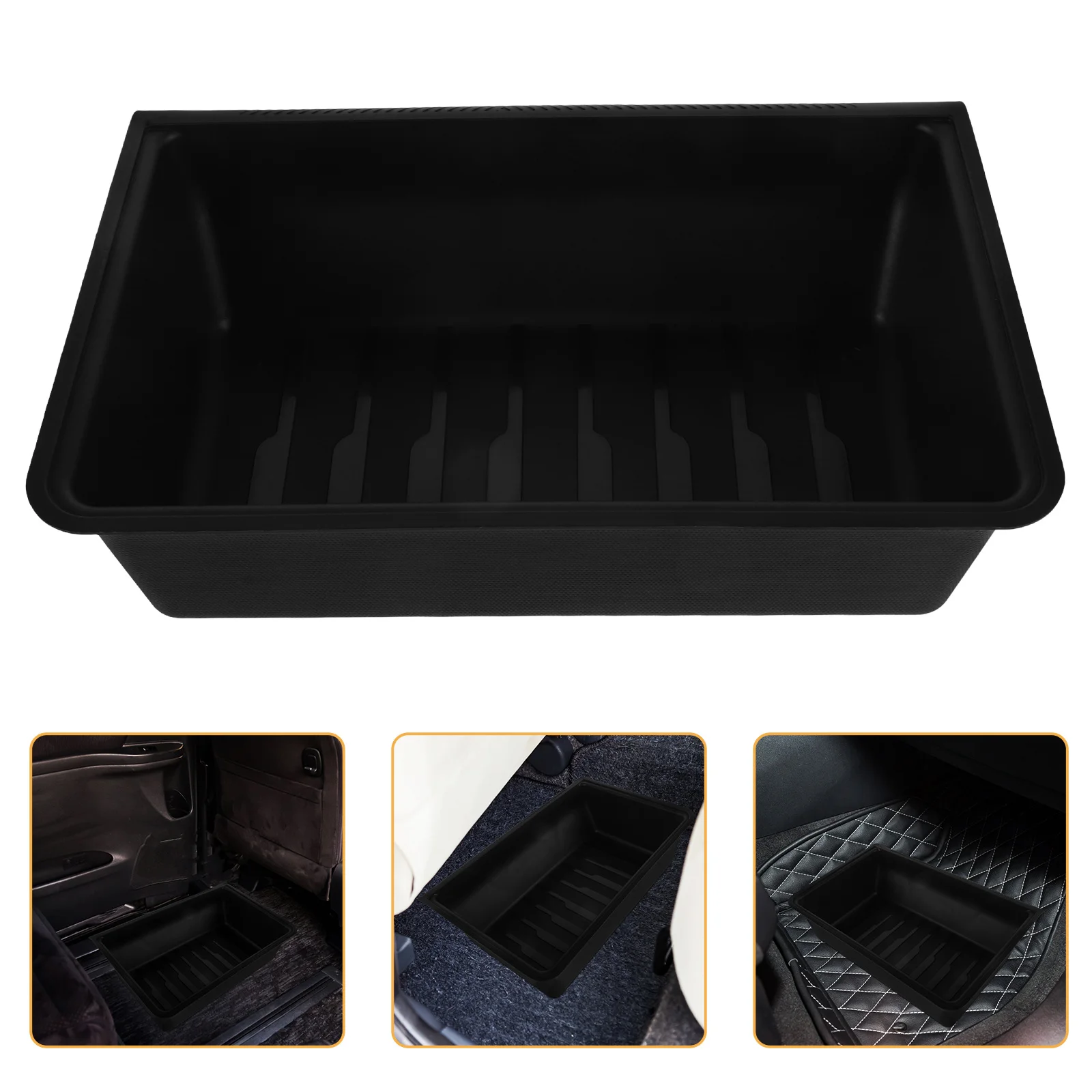 

Car Under Seat Organizer Plastic Storage Box Stable Design Vehicle Tray Prevent Falling Items Rear Seat Storage for