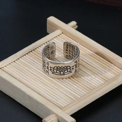 Silver Color Buddhist Ring for Women Tibetan Prayer Copper OM Mantra 7 Chakras Good Luck Women Ring