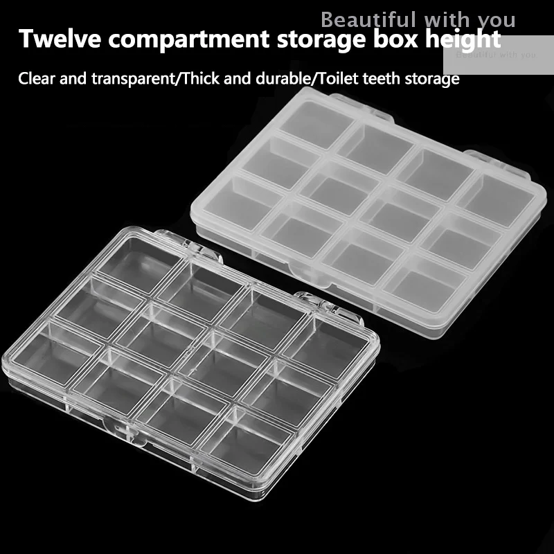 12 Grids Plastic Organizer Holder For Nail Art Stone Jewelry Glitter Accessory Storage Box Bead Decoration Collector Tools