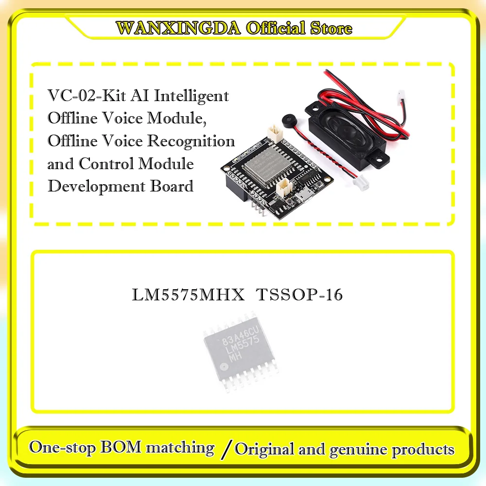 

LM5575MHX LM5575MH VC-02-Kit AI Intelligent Offline Voice Module, Offline Voice Recognition and Control Module DevelopmentBoard