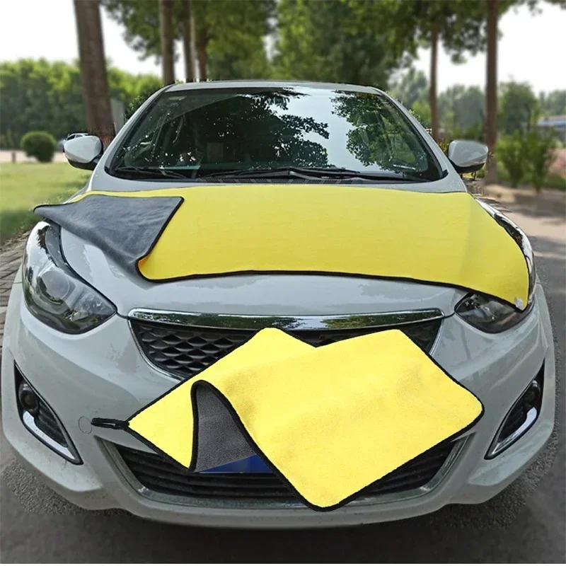 

Полотенце для чистки автомобиля из микрофибры 60x160 см — супервпитывающая, безворсовая, без разводов ткань для автодетализации салона/внешнего вида автомобиля