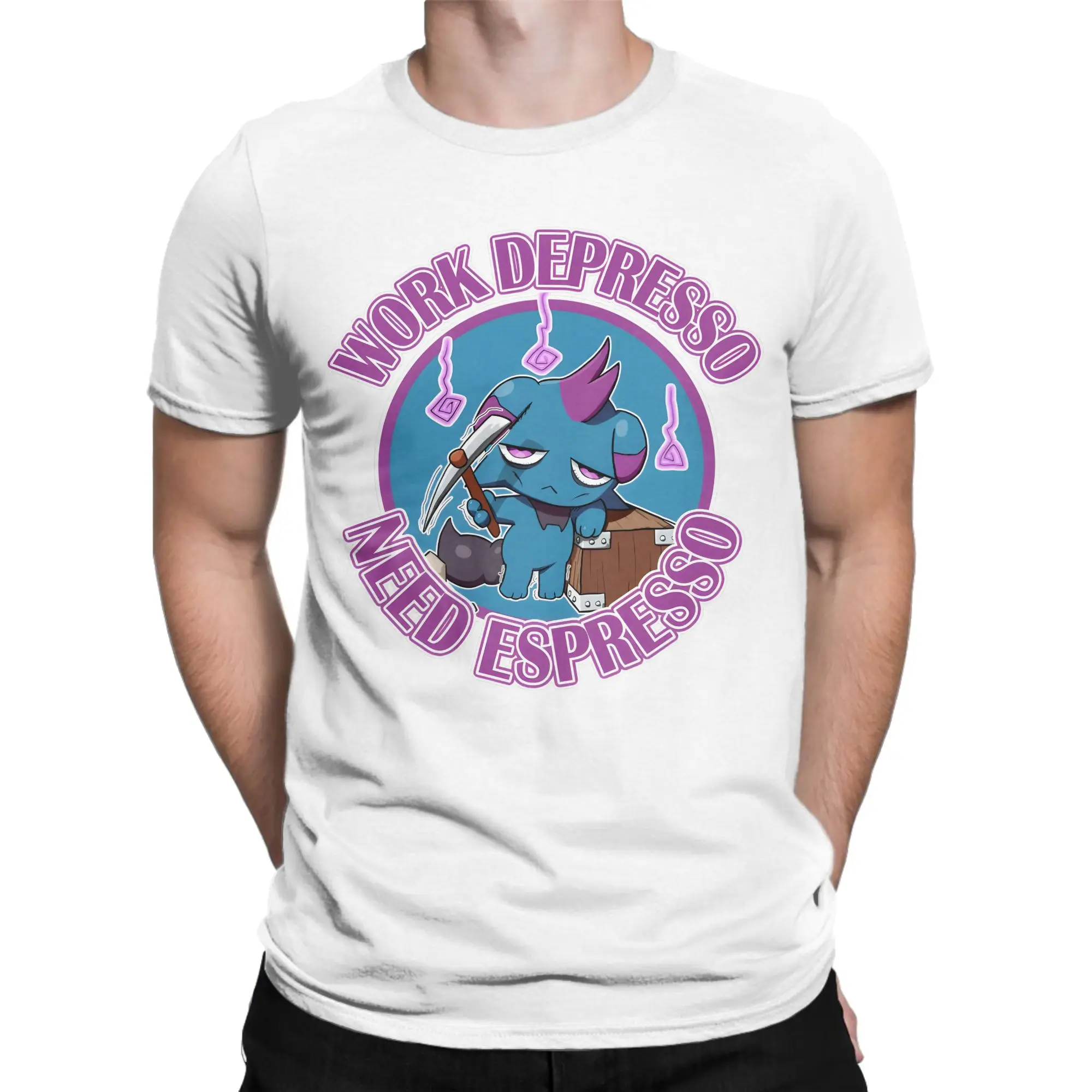 Work Depressos need espresso  T-Shirts for Men Women Novelty 100% Cotton Tees O Neck Short Sleeve T Shirt Gift Idea Clothing