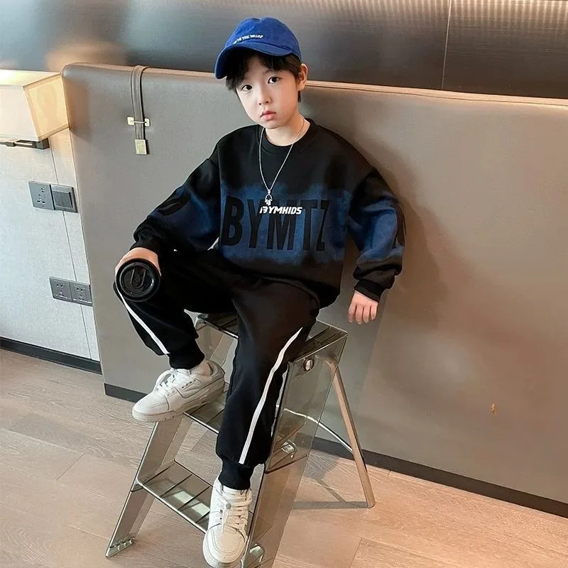 

Alphabet Print Sweatshirt Set Fleece-Lined Children's Boy's Clothing Autumn Winter Suit Wear Clothes for Boys Kids Junior Boys'