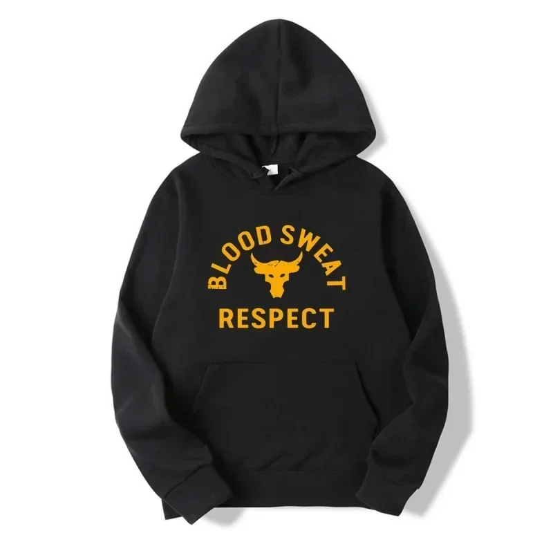 

Essential Project Rock Blood Sweat Respect Cotton Hoodie for Men and Women Long Sleeve Graphic Hoodies M-5XL Unisex Winter