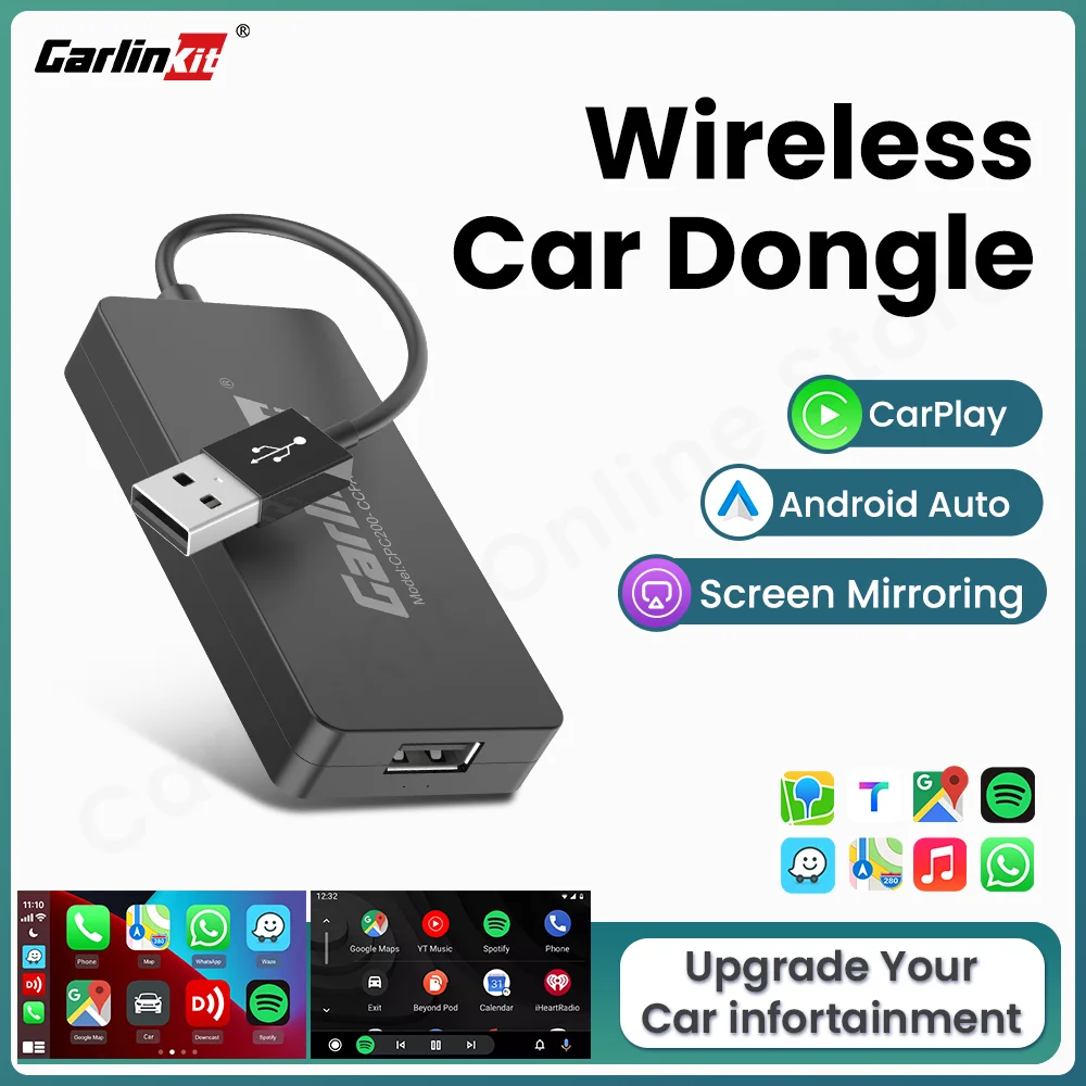 Carlinkit Wireless CarPlay & Android Auto Dongle with BLE WiFi Screen Mirroring for Android Car Multimedia Android & iOS