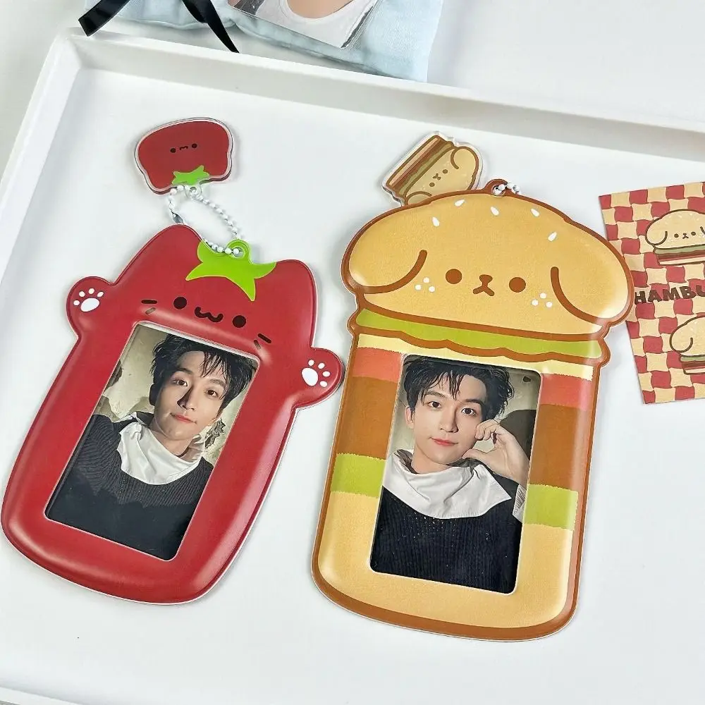 Cartoon Hamburger Dog Photocard Case Student Card Holder Tomato Cat Photo Card Organizer Idol Photos Protective Cover