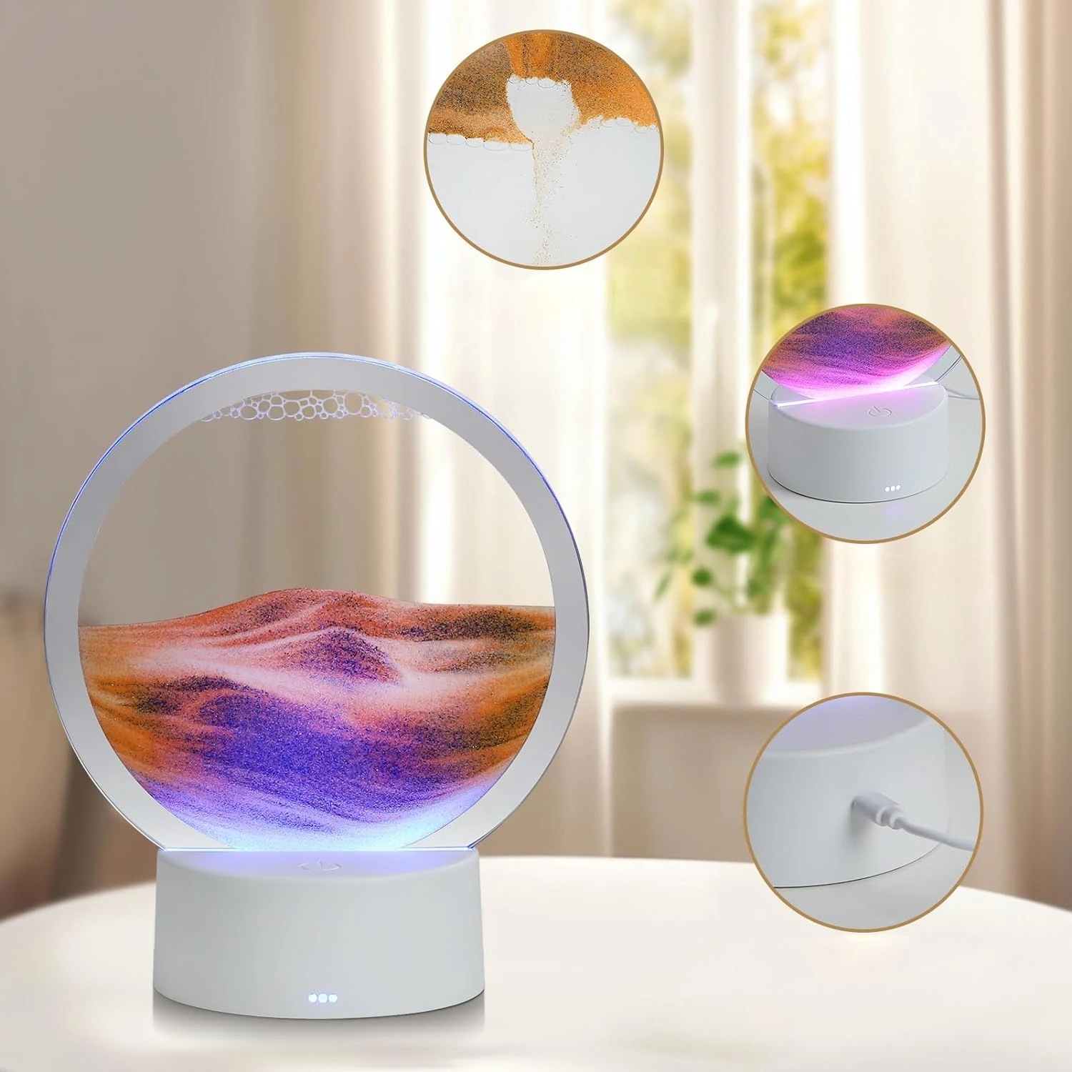 Quicksand table lamp creative sleeping lamp ambiance lamp quicksand painting 3D three-dimensional night lamp table top decoratio